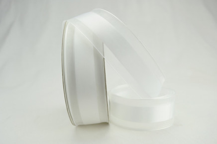 Satinesque Sheer Organza Ribbon with Satin Center White