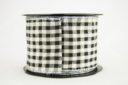 Wired Black and White Check with Metallic Weave Silver