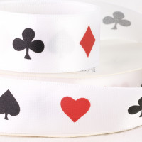 Single Faced Satin Single Line Playing Cards, Casino Themed Ribbon