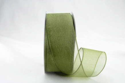 Wired Sheer Organza Ribbon Moss