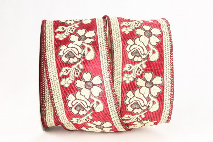 Wired Jacquard Flowers Deep Red