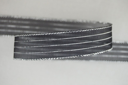 Corsage Ribbon Black Silver