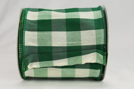 Wired Polyester Large Buffalo Check Green