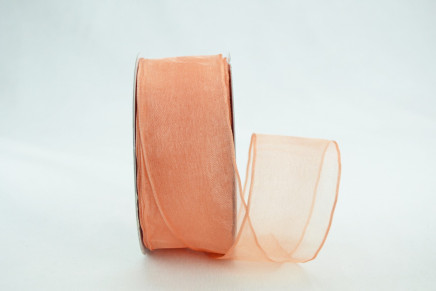 Wired Sheer Organza Ribbon Peach