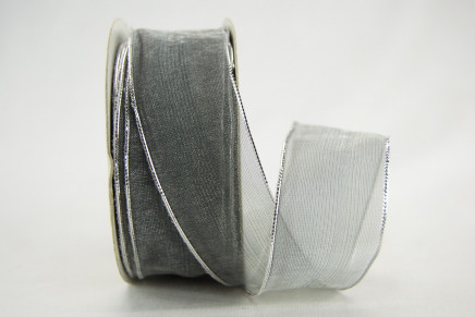 Wired Metallic Edge Organza Gray