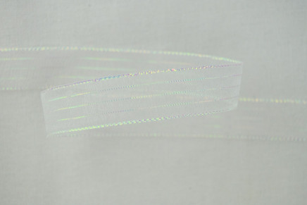 Corsage Ribbon White Iridescent