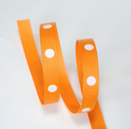 Grosgrain Polka Dots Tangerine