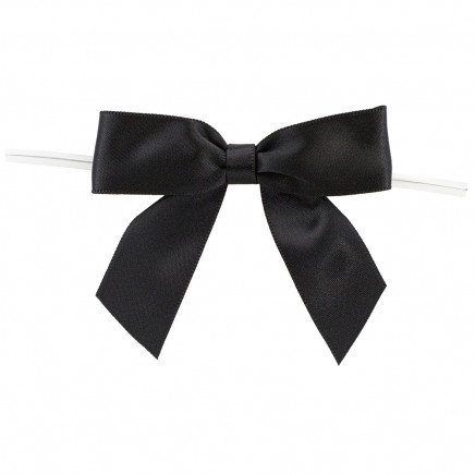 Two Loops Satin Twist Tie Bows Black