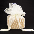 Sheer Organza Wrap with Tassel Ivory W/ Ivory Dots