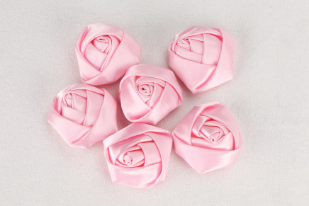 7/8" Wide Satin Accent Roses Pink