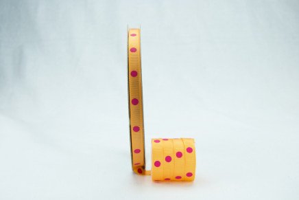 Grosgrain Dippy Dots Orange Cream / French Pink