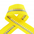 Wired Taffeta Ribbon with Block Motifs Yellow