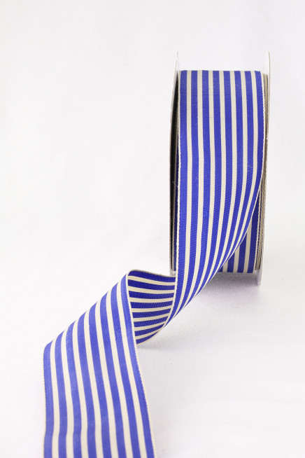 Matte Bold Striped Ribbon Royal / Ivory