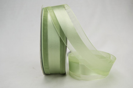 Satinesque Sheer Organza Ribbon with Satin Center Glade Green