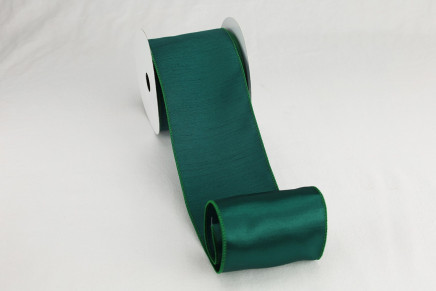 Wired Shantung Taffeta Satin Back Ribbon Hunter Green