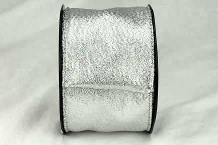 Wired Shimmering Taffeta Ribbon Silver