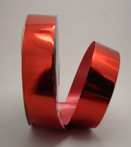 Metallic Poly Ribbon – High Shine Polypropylene for Bows & Crafts Red