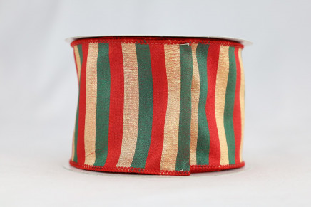 Wired Horizontal Striped Ribbon Red