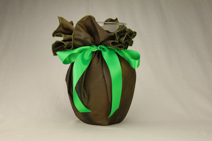 Brown with Green  Edge 30" 1pc Wired Edge Round Wrap