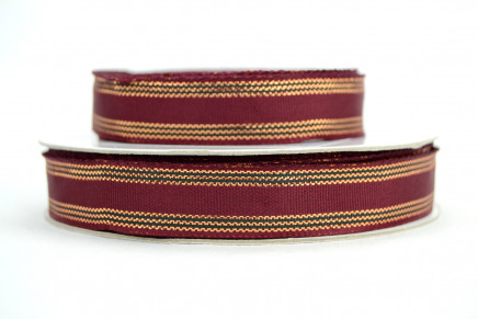 Wired Grosgrain with Metallic Stripes Burgundy