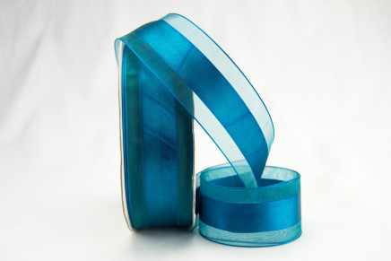 Satinesque Sheer Organza Ribbon with Satin Center Tornado Blue