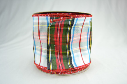 Squire #001 with Red Edge 4" 10yd Wired Classic Christmas Plaids