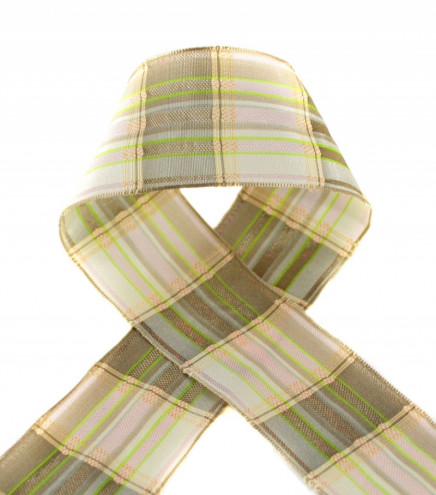 Elegant Multicolored Wired Taffeta Ribbon – Ribbed Texture, European Craftsmanship Taupe / Ivory