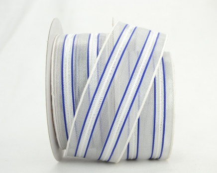 Wired Stripe Metallic Sheer White / Silver
