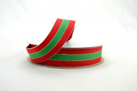 Traditional Grosgrain Christmas Stripes Emerald, Red & Gold