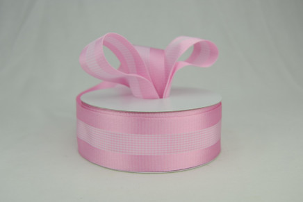 Center Striped Mini Check with Satin Edge Pink