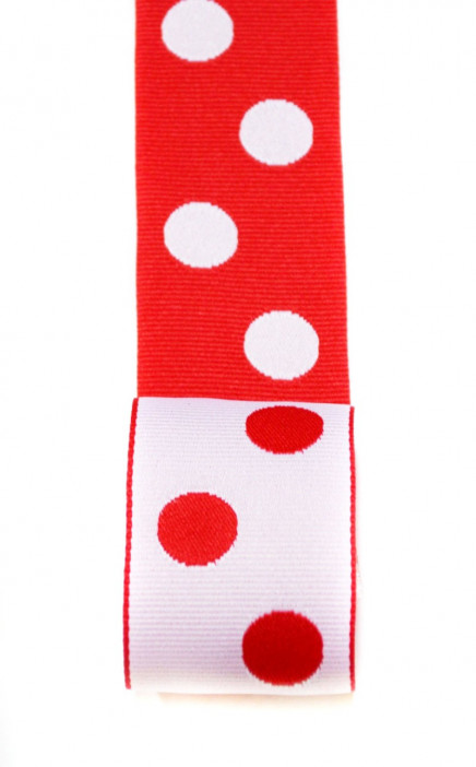 Reversible Grosgrain Polka Dots Red White