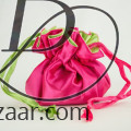 Reversible Satin Pouches Lime/Hot Pink