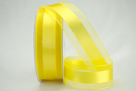 Satinesque Sheer Organza Ribbon with Satin Center Yellow