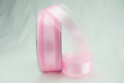 Satinesque Sheer Organza Ribbon with Satin Center Powder Pink