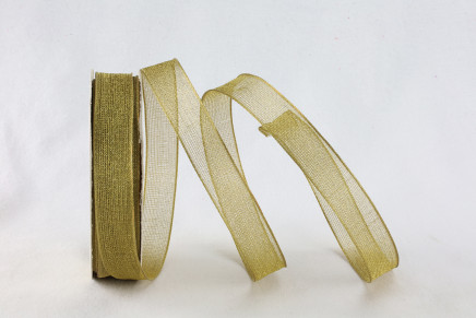 Wired Metallic Sparkling Ribbon Sparkling Gold