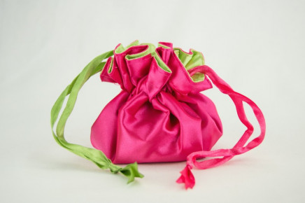 Reversible Satin Pouches Lime/Hot Pink