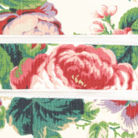 Wired Cotton Canvas Flower Printed Ribbon