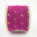 Wired Sheer Ribbon with Metallic Dots Fuchsia