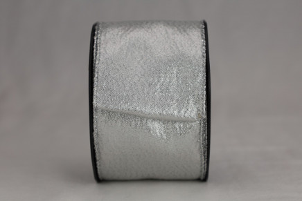 Silver with Silver Edge 2-1/2" 10yd Wired Shimmering Taffeta Ribbon