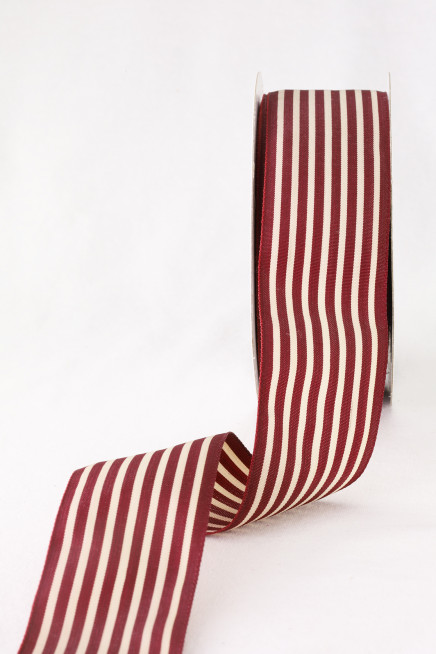 Matte Bold Striped Ribbon Burgundy / Ivory