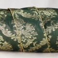 Wired Jacquard Baroque Pattern Ribbon  Green / Gold