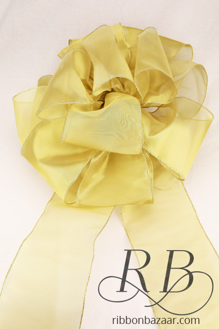 Wired Metallic Sheer Bow Gold
