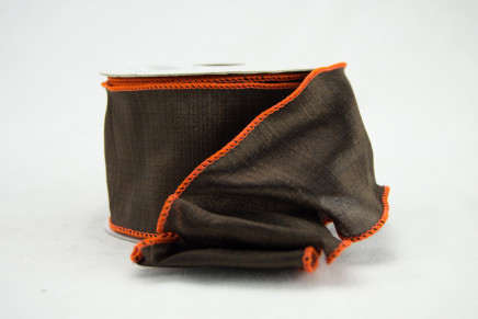 Wired Shiny Taffeta Plain Brown (Orange Edge)