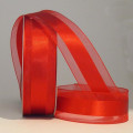 Satinesque Sheer Organza Ribbon with Satin Center Red