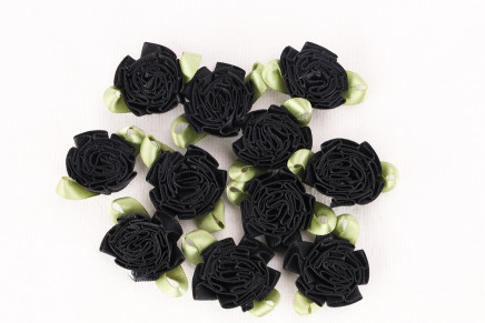 Classic Satin Rose Embellishments Black / Moss
