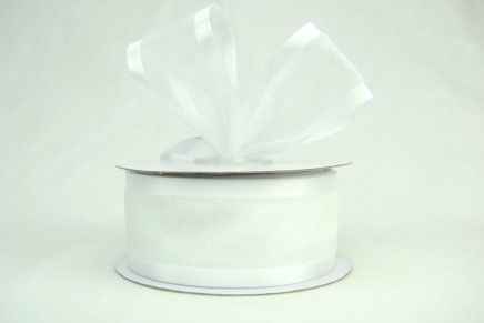 Satin Edge Sheer Organza White