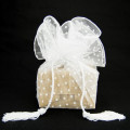 Sheer Organza Wrap with Tassel White W/ White Dots