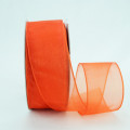 Wired Sheer Organza Ribbon Orange