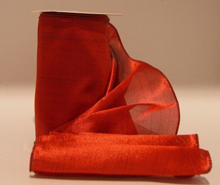 Wired Shiny Taffeta Plain Brick Red
