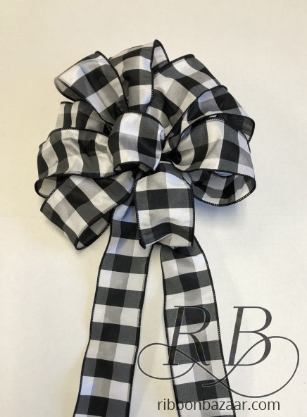 Wired Polyester Buffalo Check Bow Black